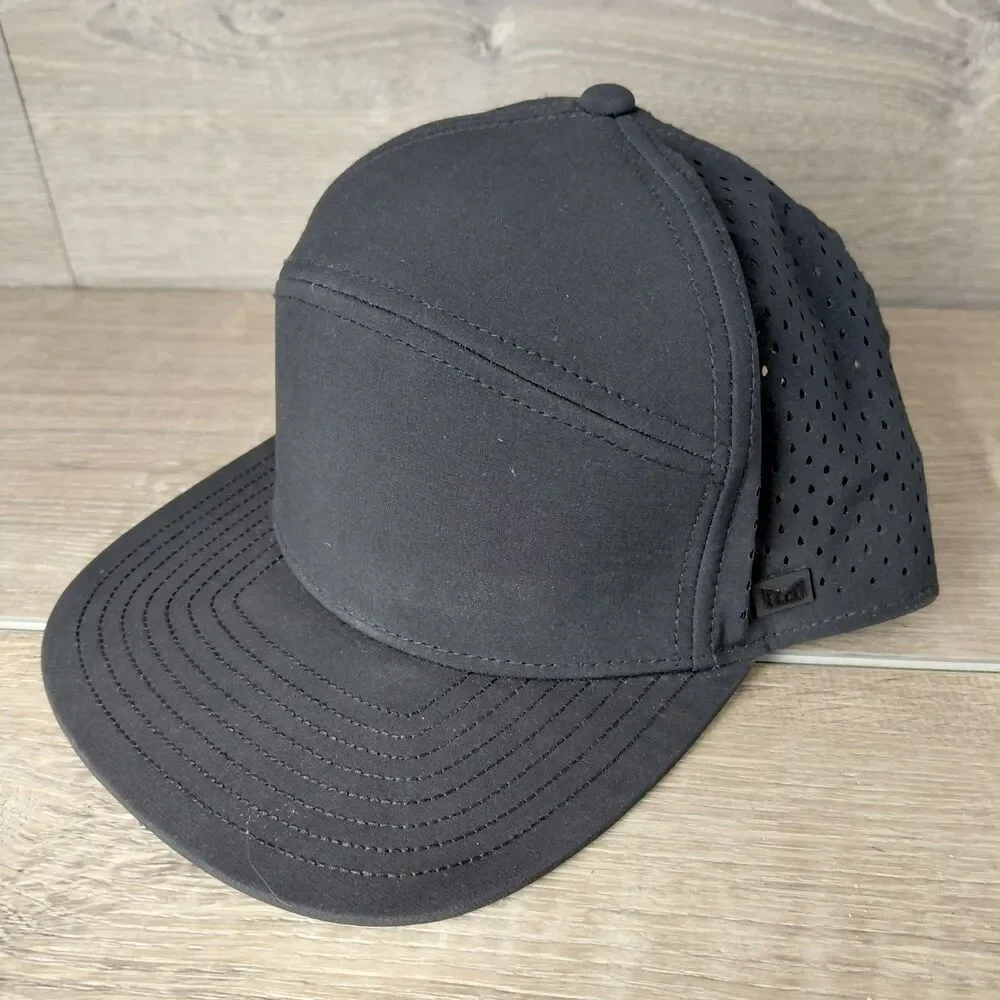 Melin Trenches Icon Hydro Snapback Hat Cap Black Performance Baseball Golf Hat